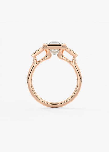 Asscher Three Stone Lab Grown Diamond Engagement Ring