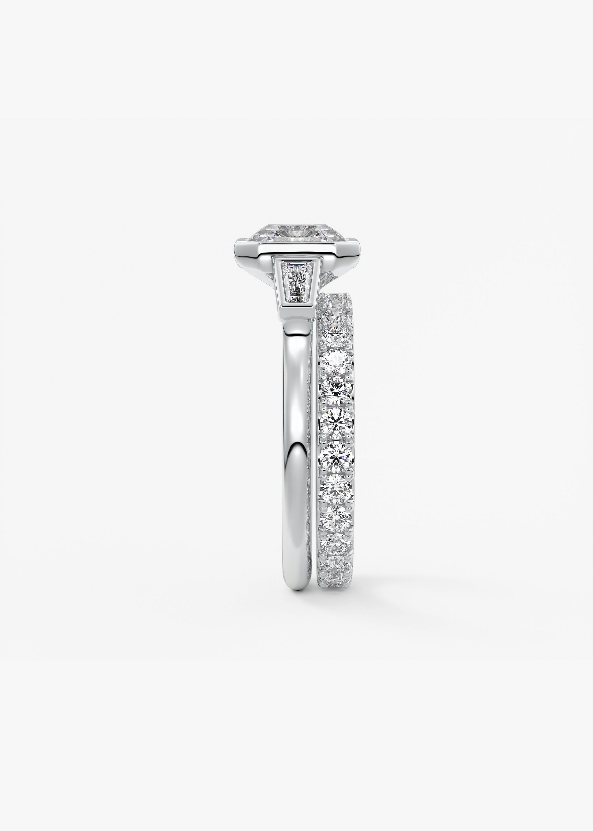 Asscher Three Stone Lab Grown Diamond Engagement Ring