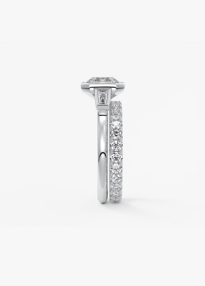 Asscher Three Stone Lab Grown Diamond Engagement Ring