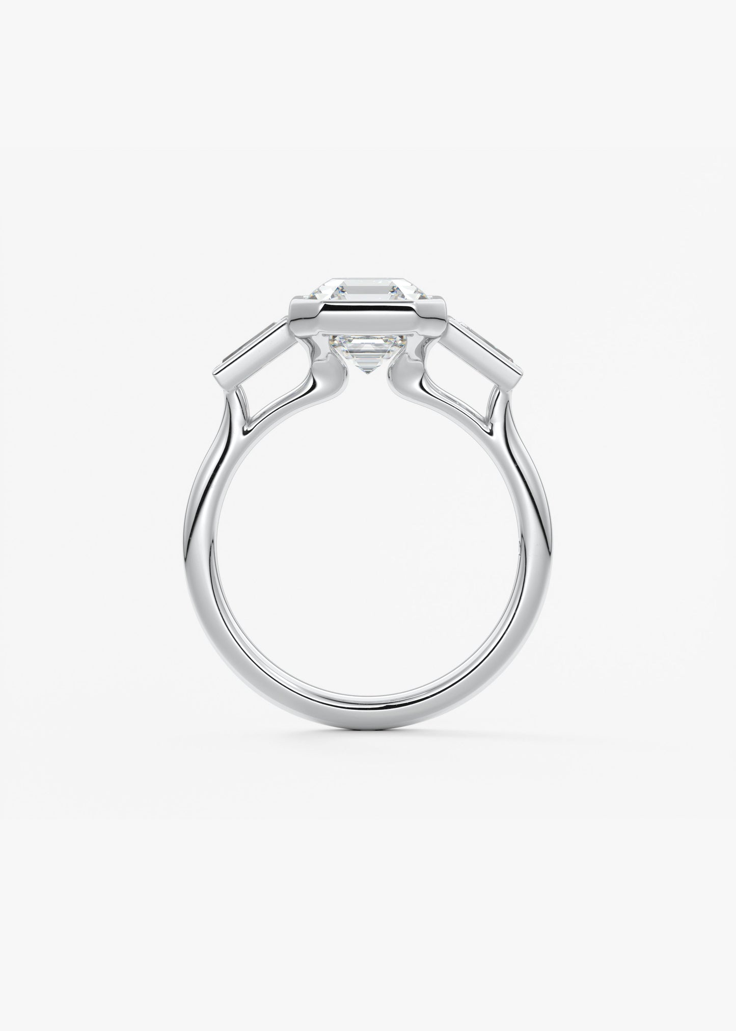 Asscher Three Stone Lab Grown Diamond Engagement Ring