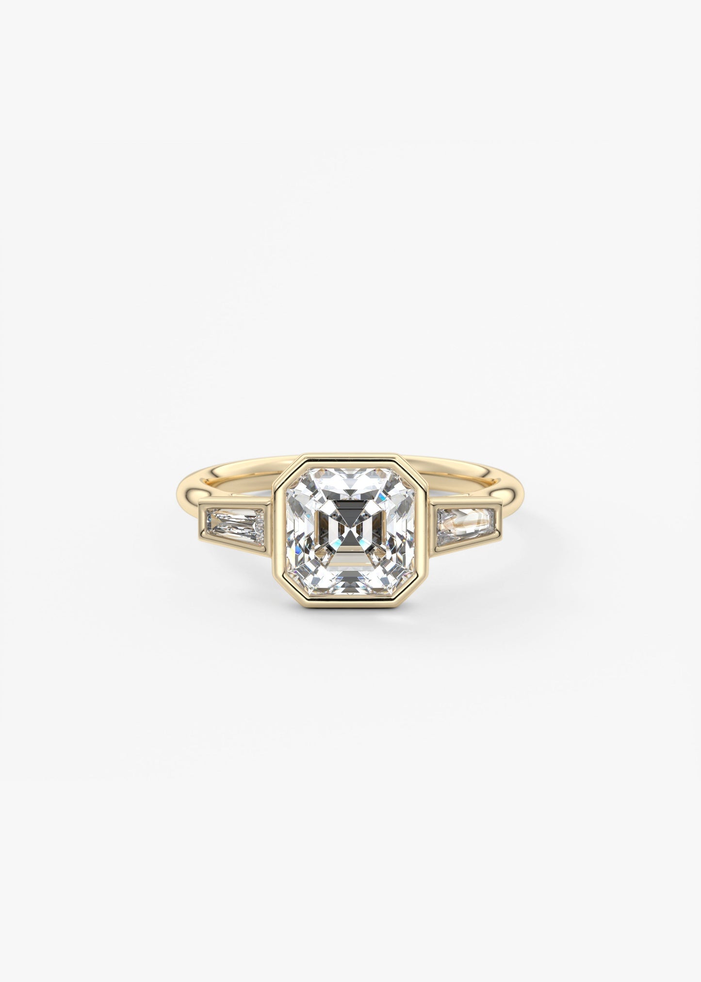 Asscher Three Stone Lab Grown Diamond Engagement Ring