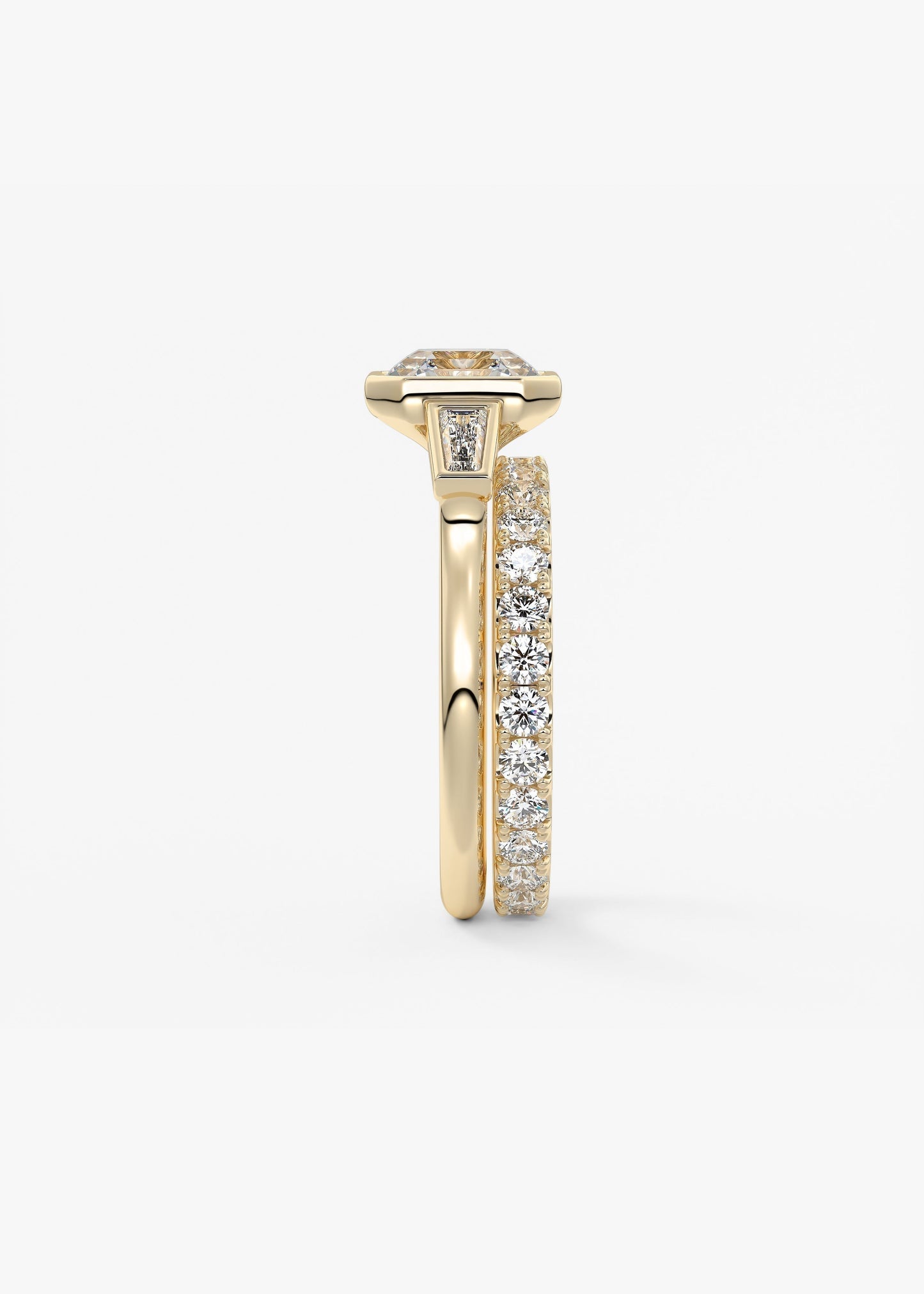 Asscher Three Stone Lab Grown Diamond Engagement Ring