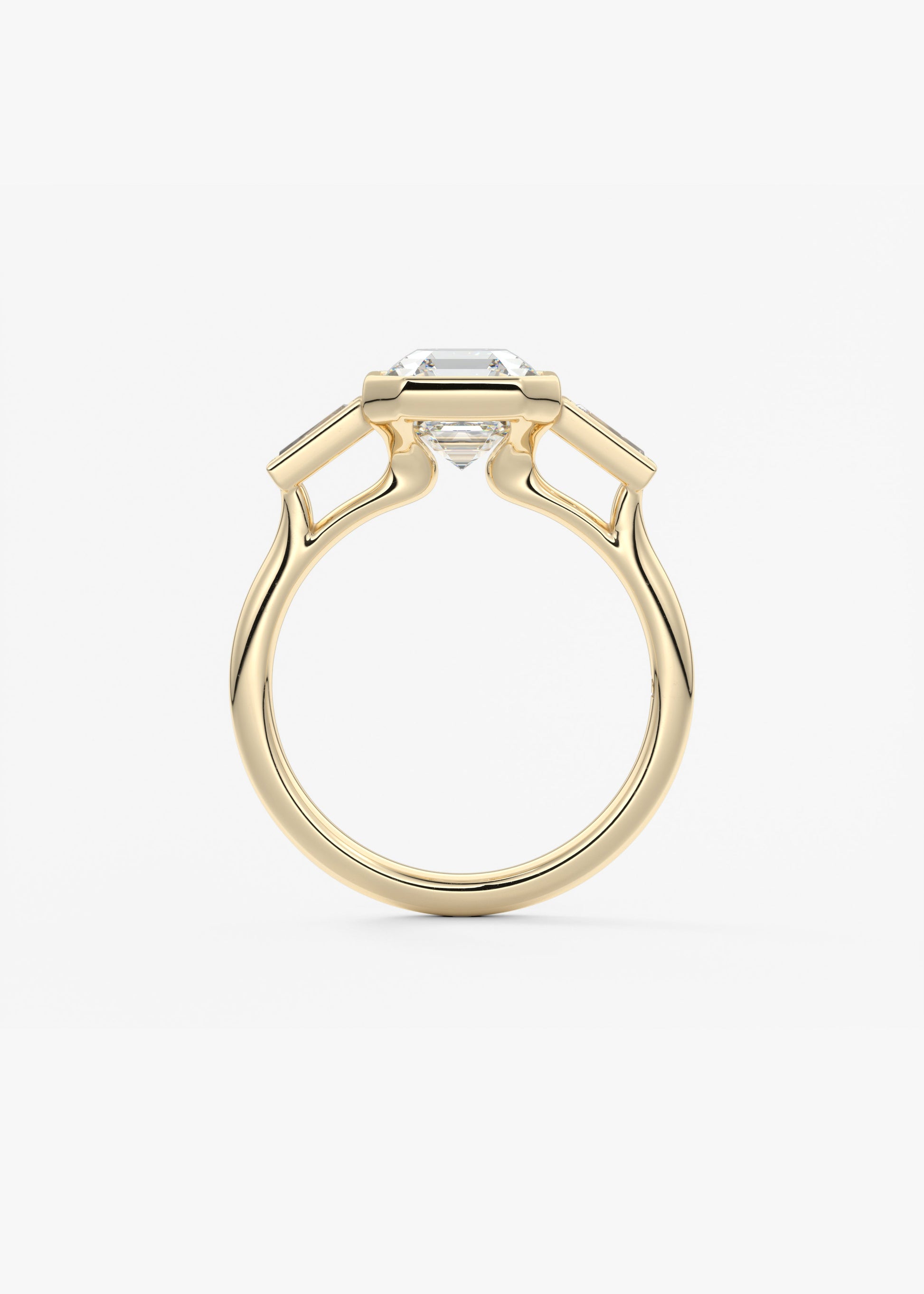Asscher Three Stone Lab Grown Diamond Engagement Ring