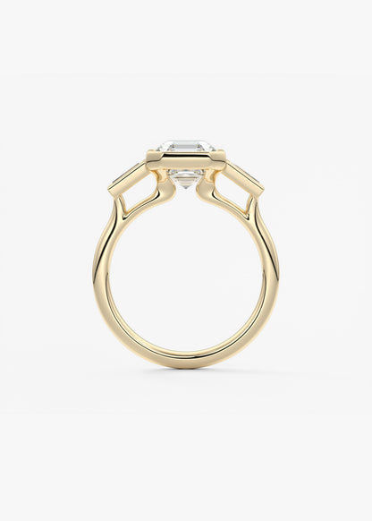 Asscher Three Stone Lab Grown Diamond Engagement Ring