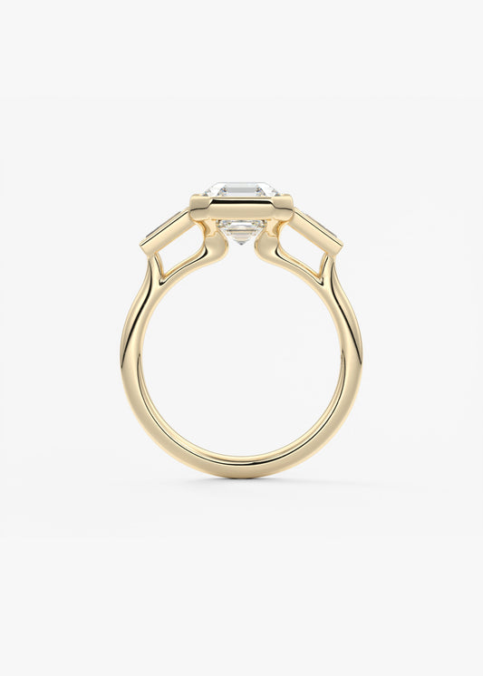 Asscher Three Stone Lab Grown Diamond Engagement Ring