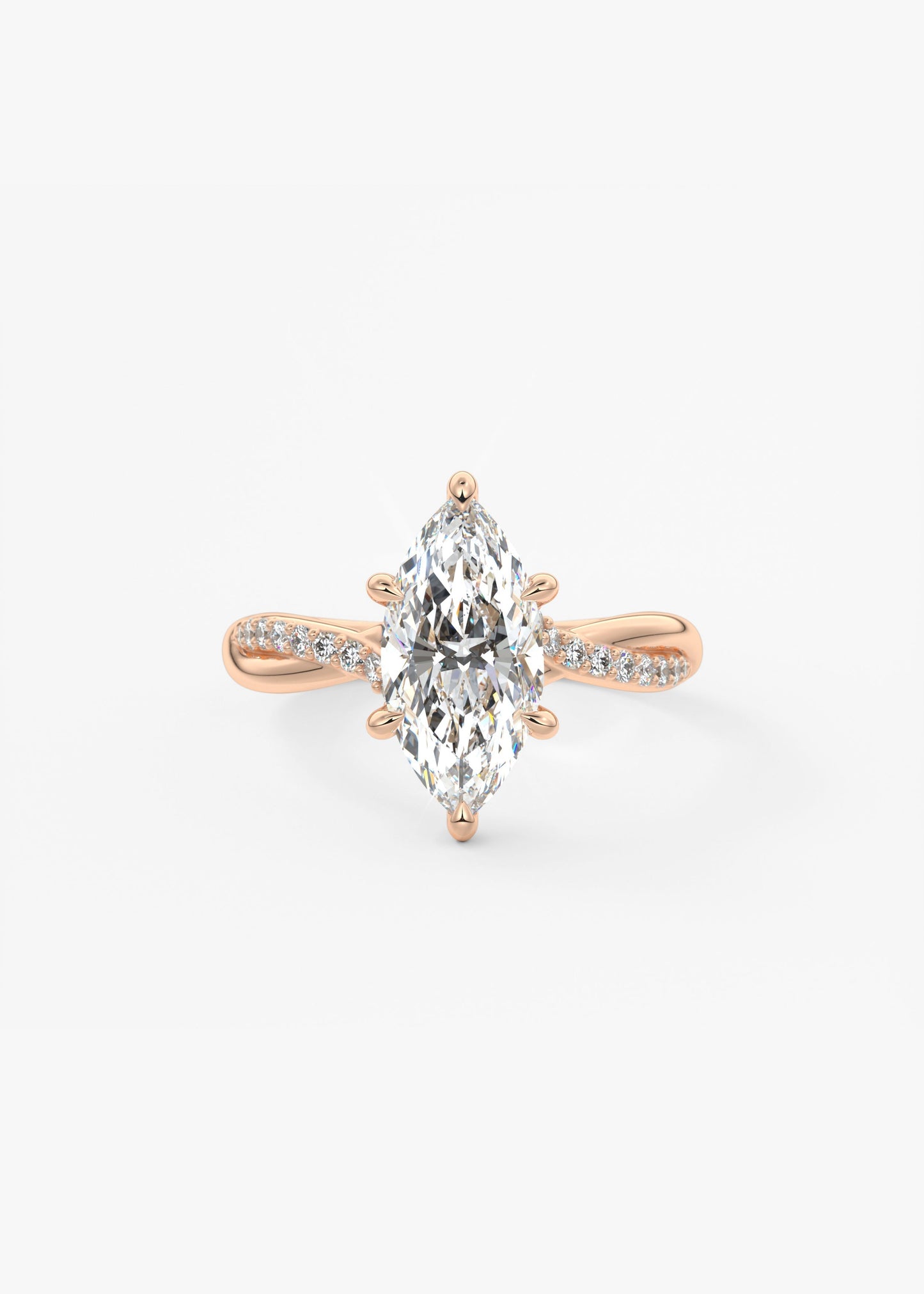 Marquise Twisted Pave Lab Grown Diamond Engagement Ring