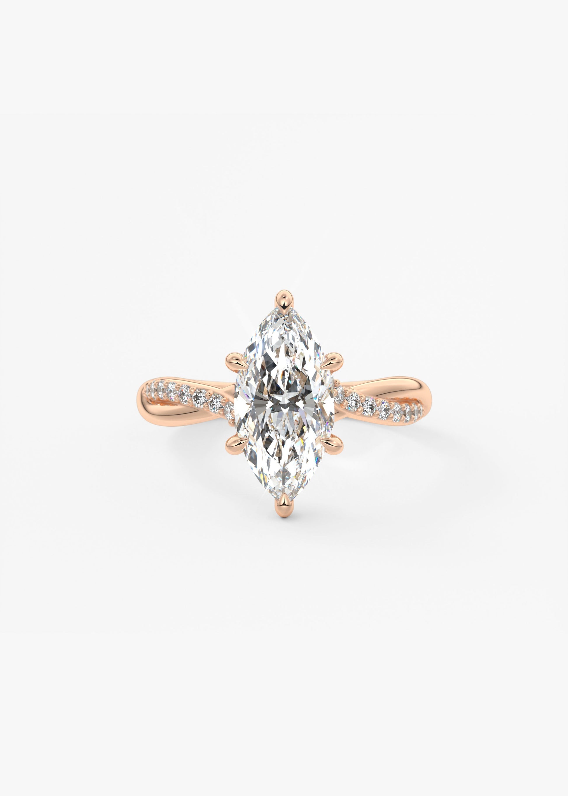 Marquise Twisted Pave Lab Grown Diamond Engagement Ring