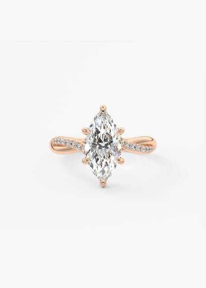 Marquise Twisted Pave Lab Grown Diamond Engagement Ring