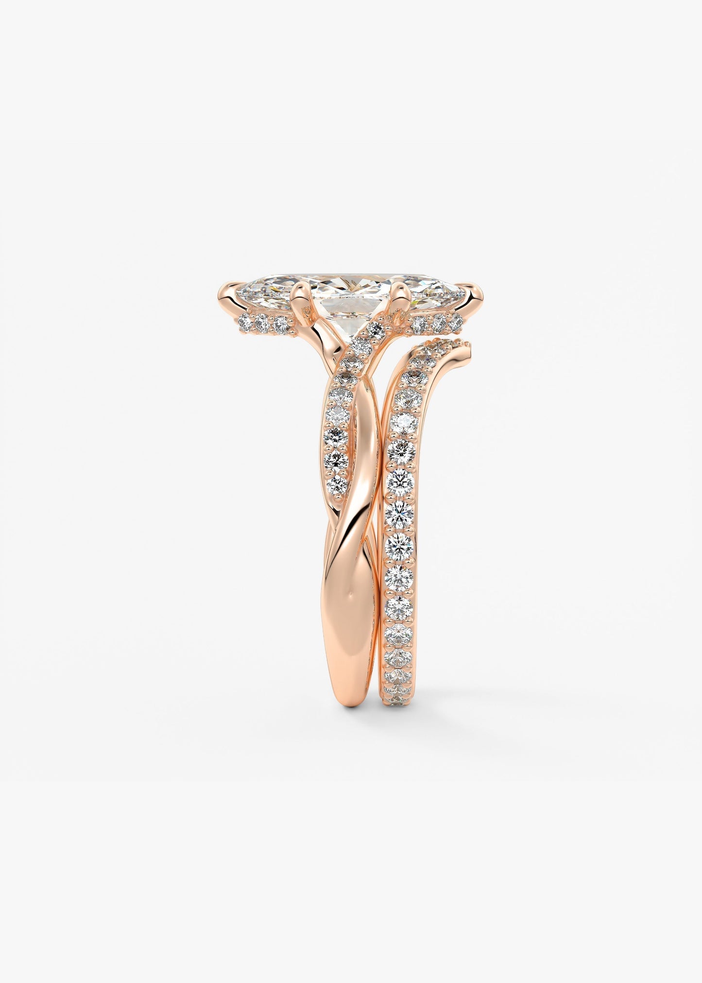 Marquise Twisted Pave Lab Grown Diamond Engagement Ring