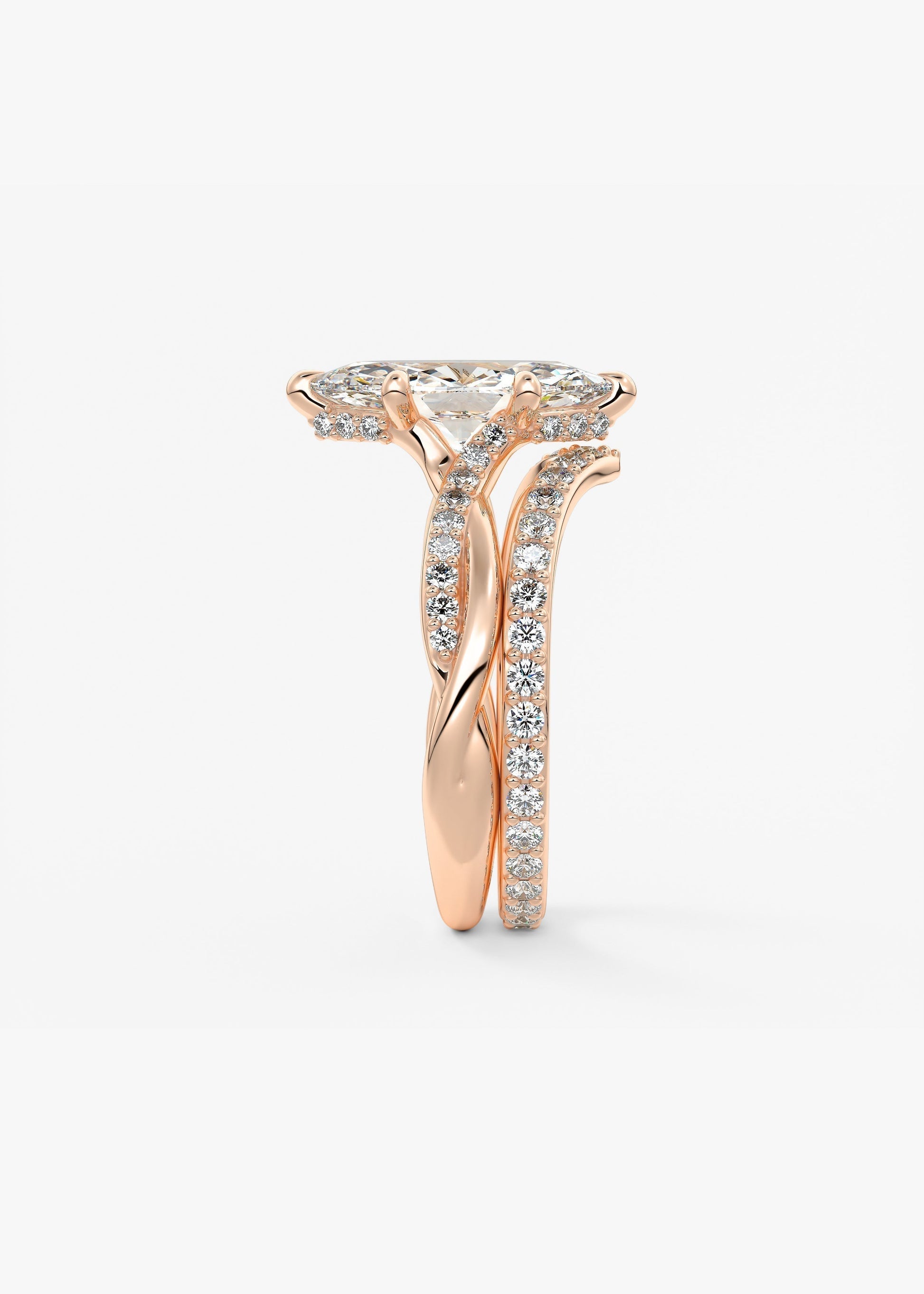 Marquise Twisted Pave Lab Grown Diamond Engagement Ring