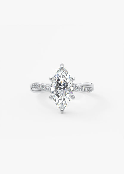 Marquise Twisted Pave Lab Grown Diamond Engagement Ring