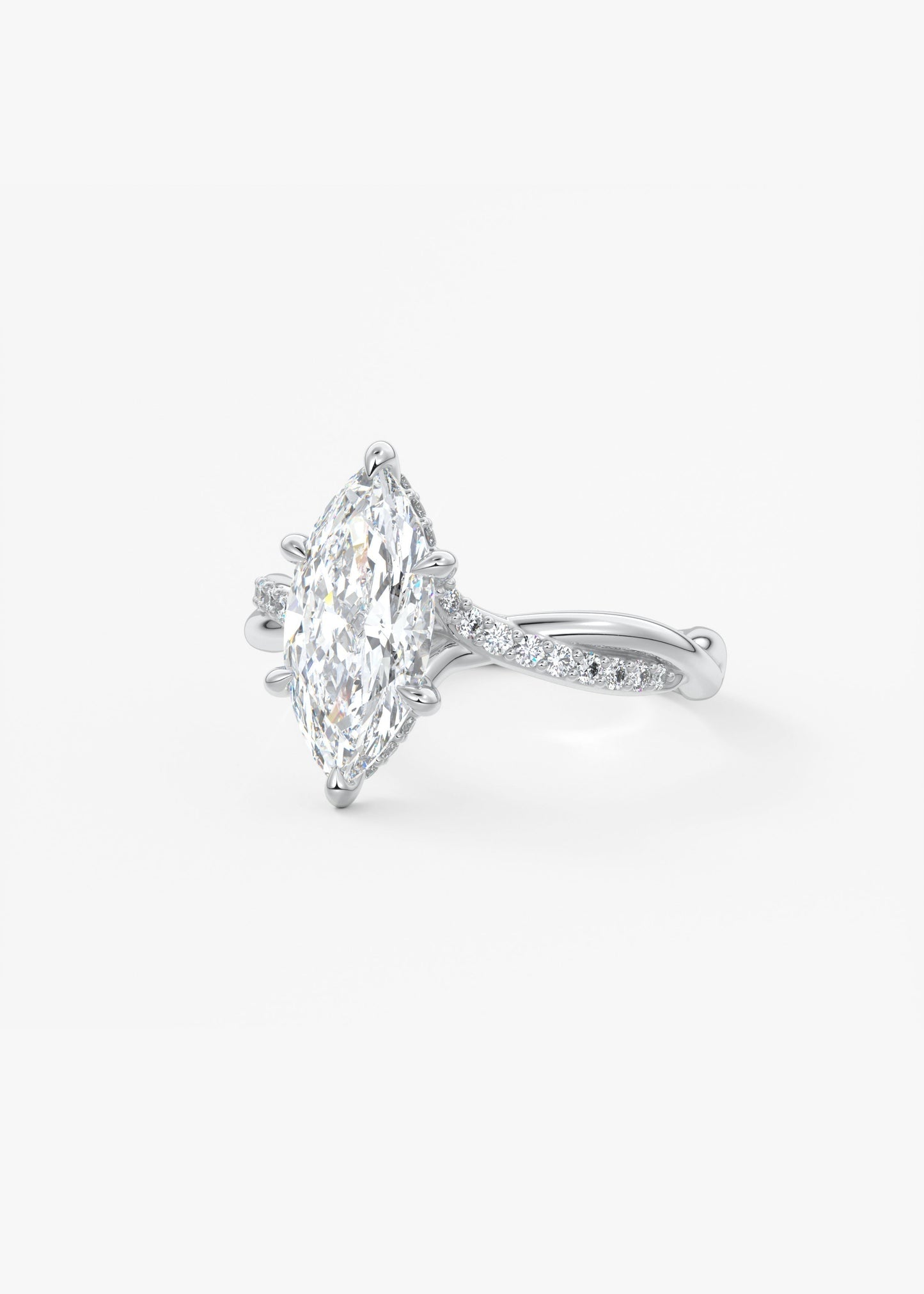 Marquise Twisted Pave Lab Grown Diamond Engagement Ring