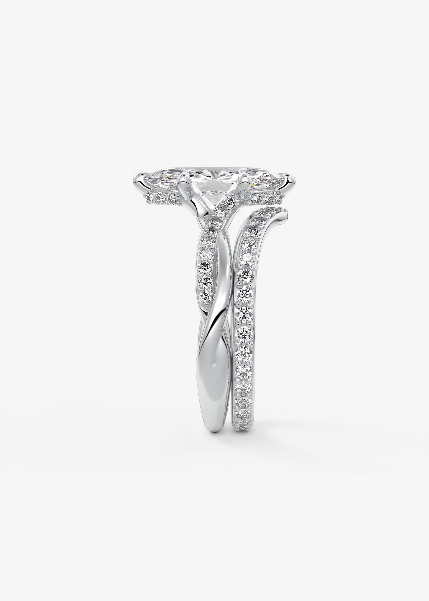 Marquise Twisted Pave Lab Grown Diamond Engagement Ring