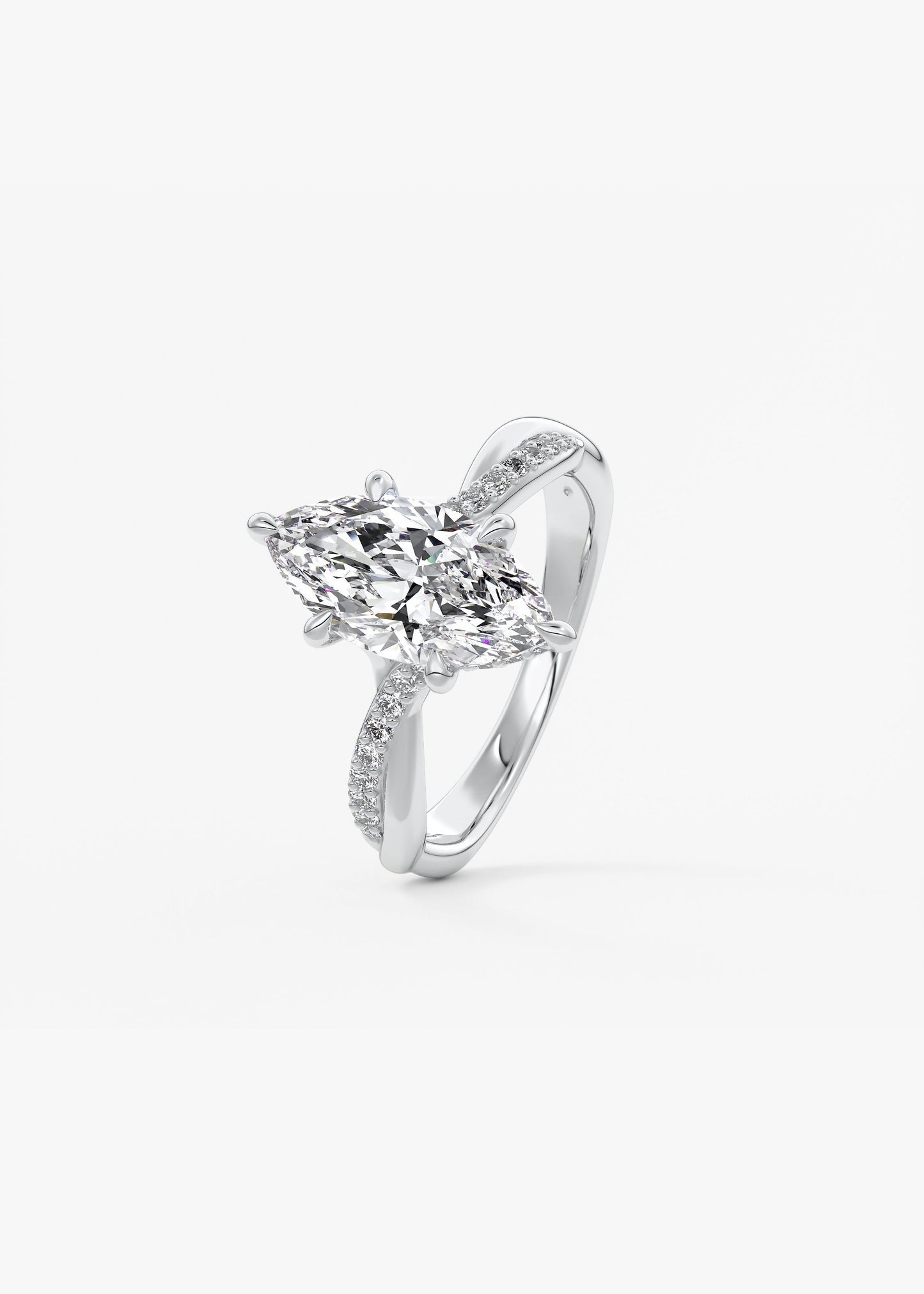 Marquise Twisted Pave Lab Grown Diamond Engagement Ring