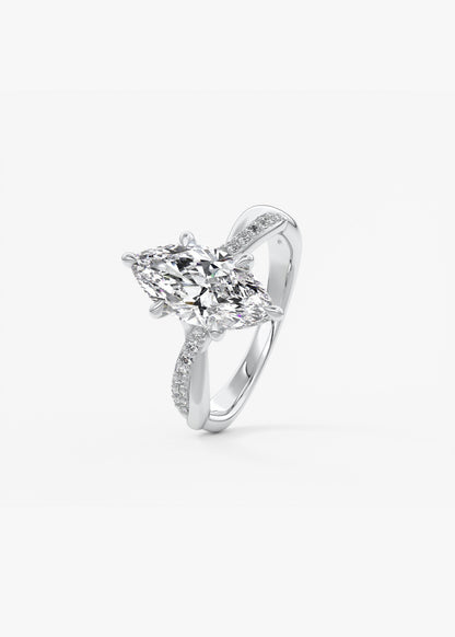 Marquise Twisted Pave Lab Grown Diamond Engagement Ring