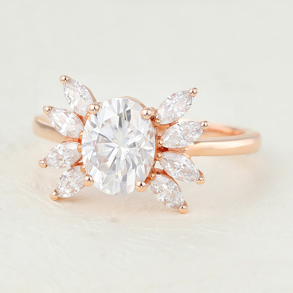 Oval Cluster Lab-Grown Diamond Engagement Ring