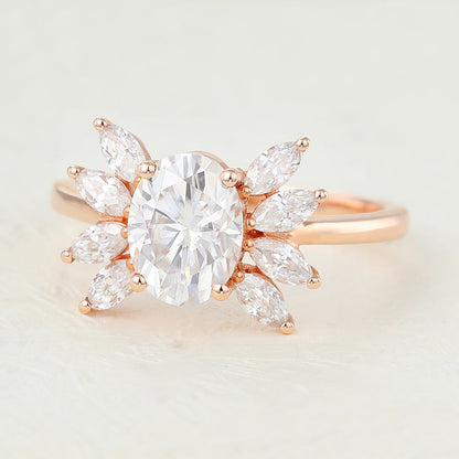 Oval Cluster Lab-Grown Diamond Engagement Ring