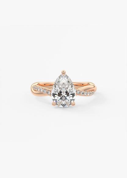 Pear Twisted Pave Lab Grown Diamond Engagement Ring