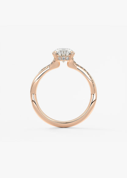 Pear Twisted Pave Lab Grown Diamond Engagement Ring