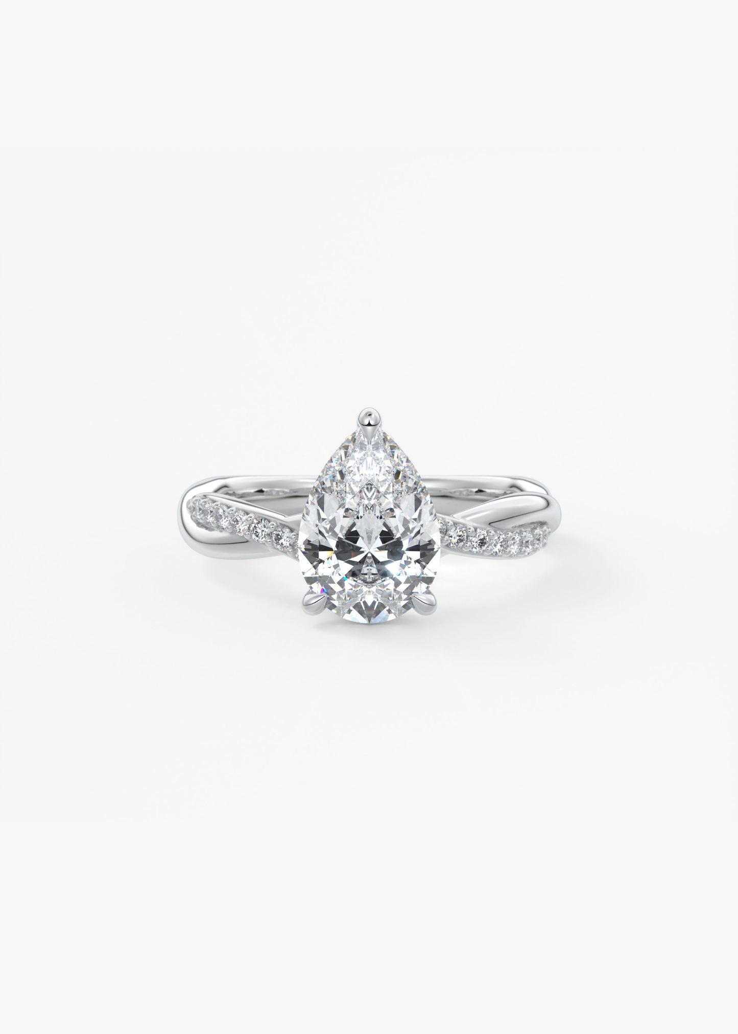 Pear Twisted Pave Lab Grown Diamond Engagement Ring