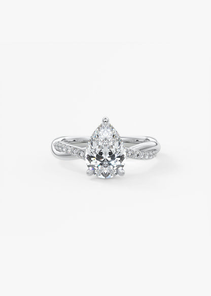 Pear Twisted Pave Lab Grown Diamond Engagement Ring