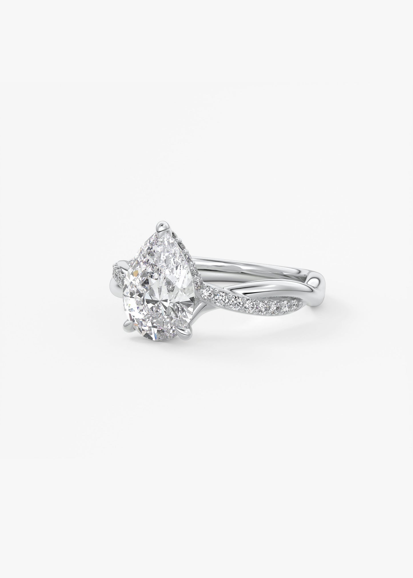 Pear Twisted Pave Lab Grown Diamond Engagement Ring