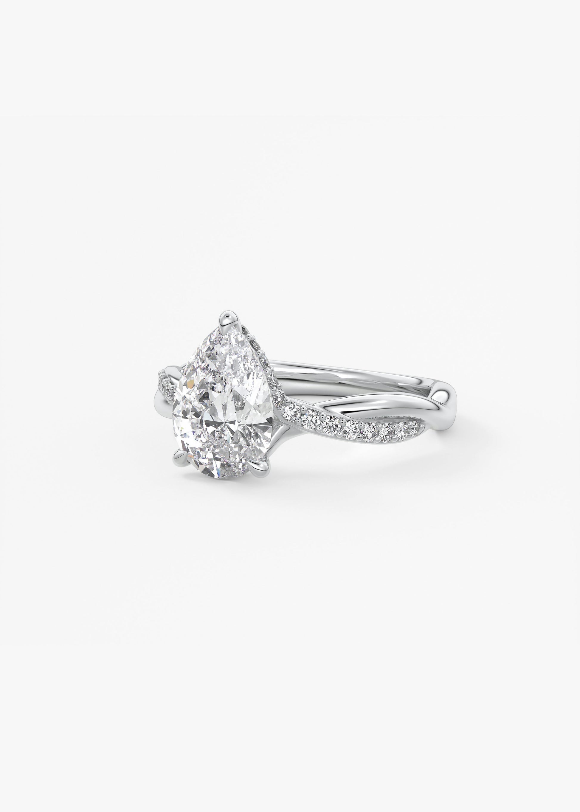 Pear Twisted Pave Lab Grown Diamond Engagement Ring