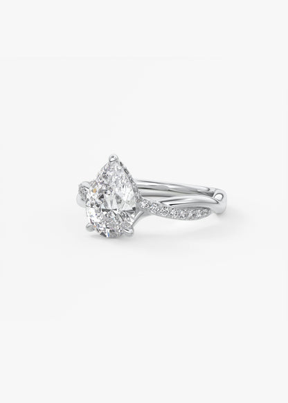 Pear Twisted Pave Lab Grown Diamond Engagement Ring