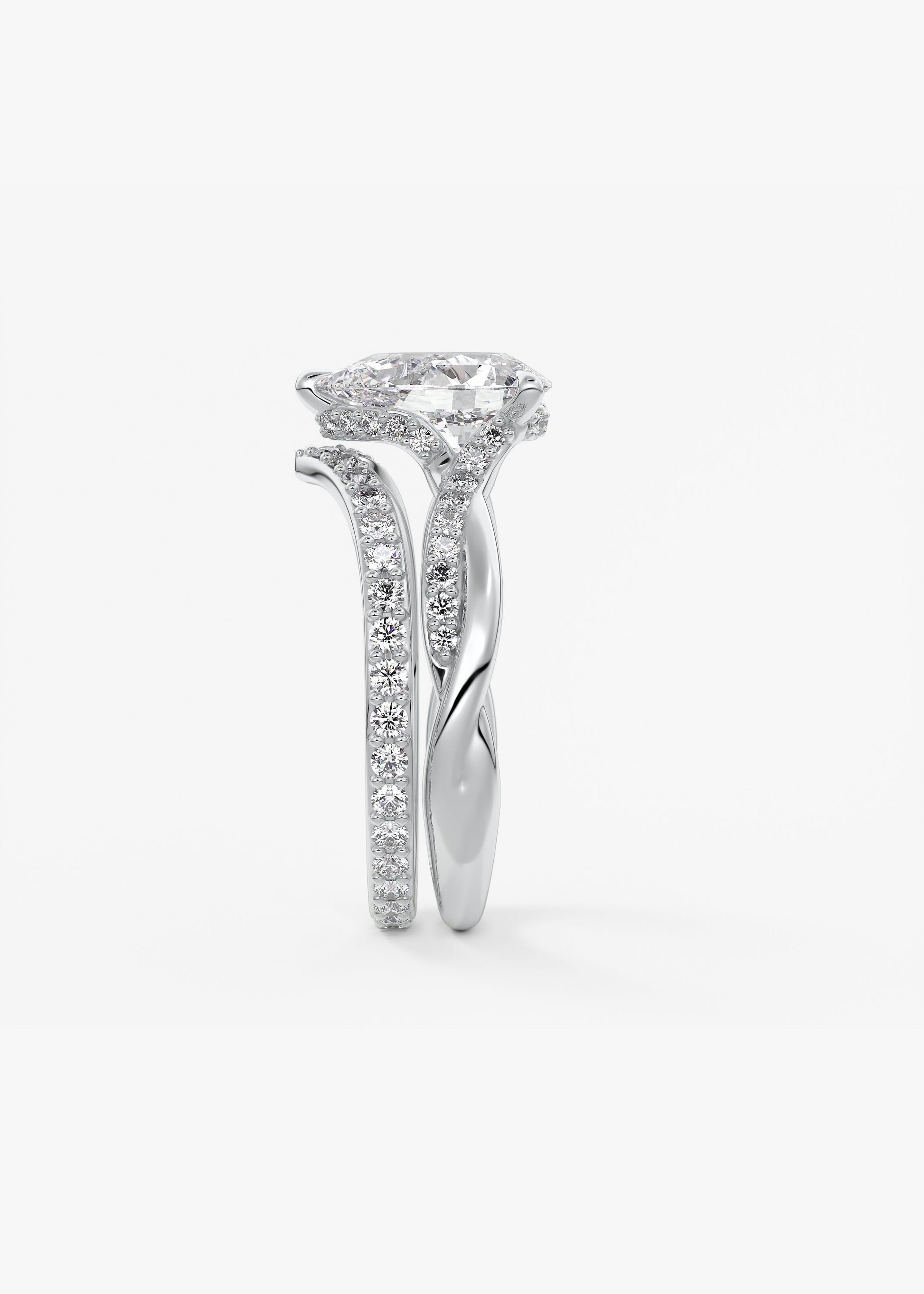 Pear Twisted Pave Lab Grown Diamond Engagement Ring