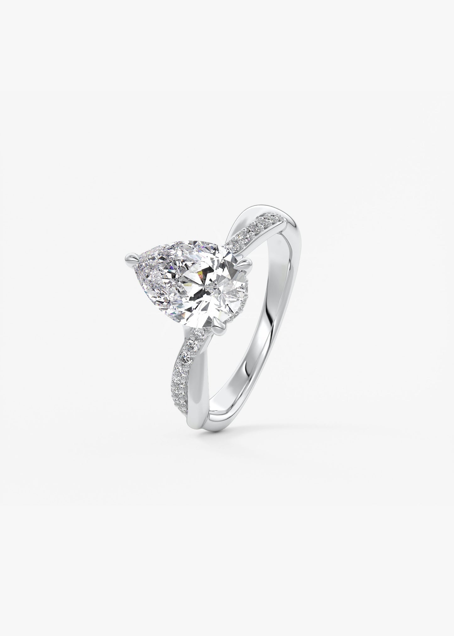 Pear Twisted Pave Lab Grown Diamond Engagement Ring