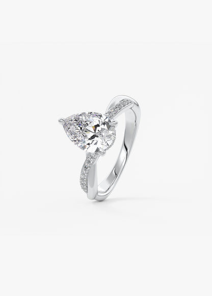 Pear Twisted Pave Lab Grown Diamond Engagement Ring