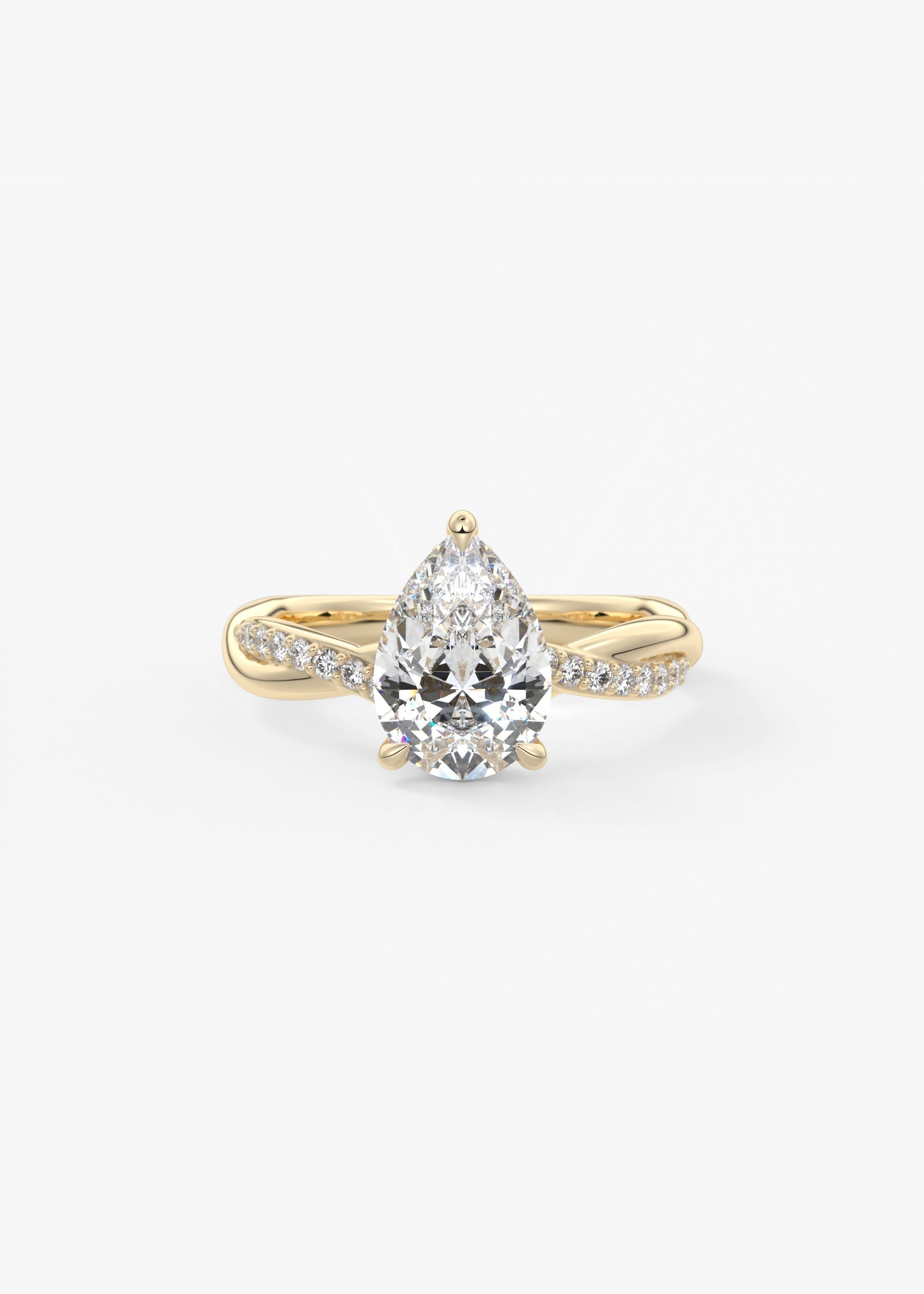 Pear Twisted Pave Lab Grown Diamond Engagement Ring