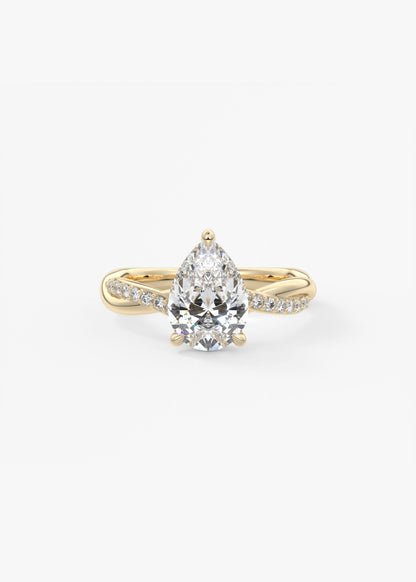 Pear Twisted Pave Lab Grown Diamond Engagement Ring