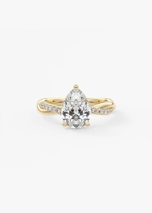 Pear Twisted Pave Lab Grown Diamond Engagement Ring