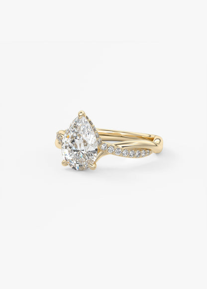 Pear Twisted Pave Lab Grown Diamond Engagement Ring