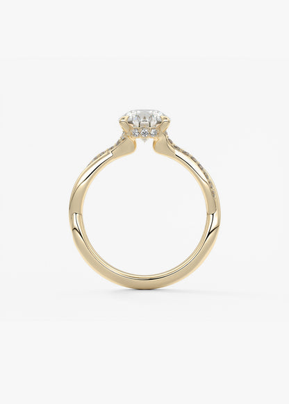 Pear Twisted Pave Lab Grown Diamond Engagement Ring