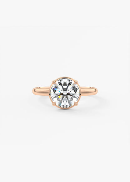 Round Bezel Lab Grown Diamond Engagement Ring