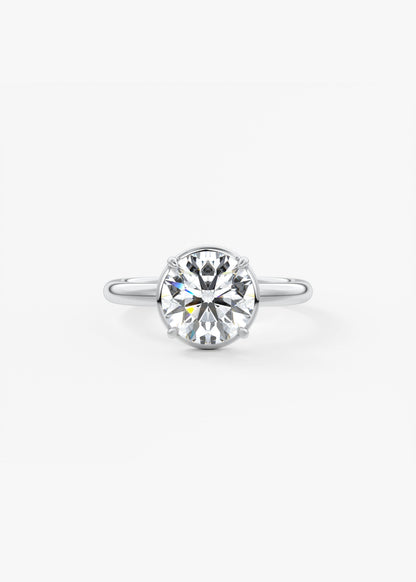 Round Bezel Lab Grown Diamond Engagement Ring