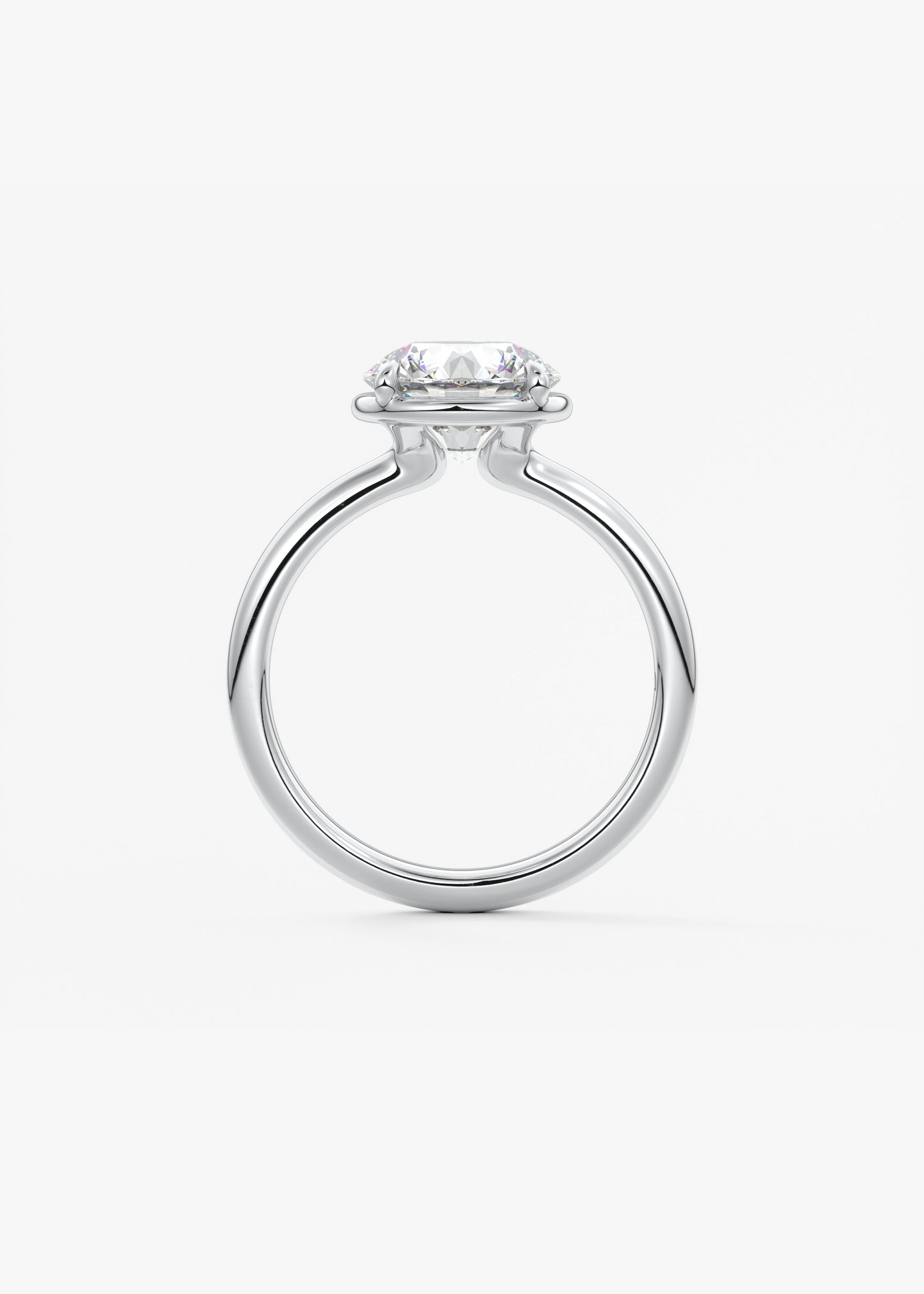 Round Bezel Lab Grown Diamond Engagement Ring