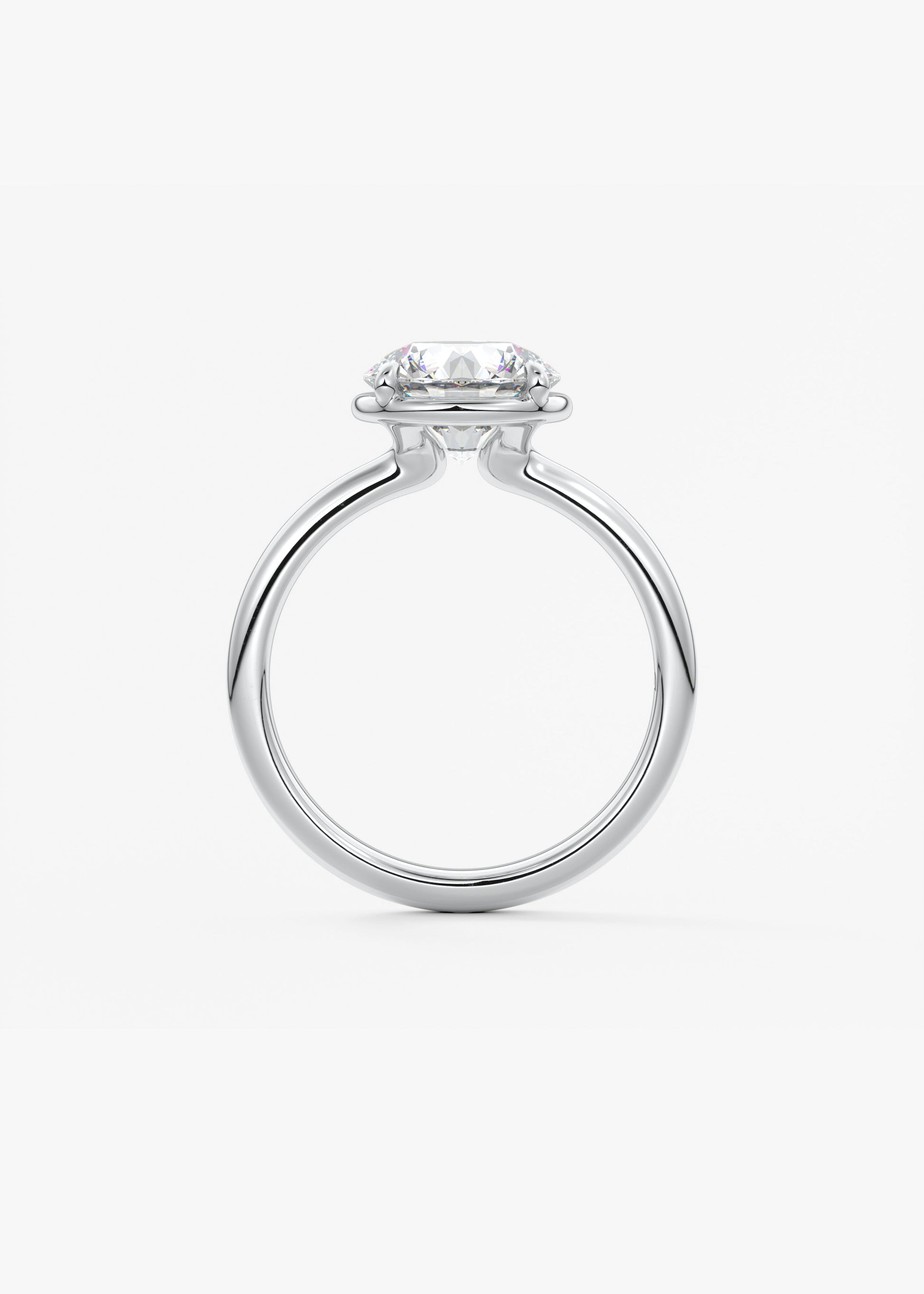 Round Bezel Lab Grown Diamond Engagement Ring
