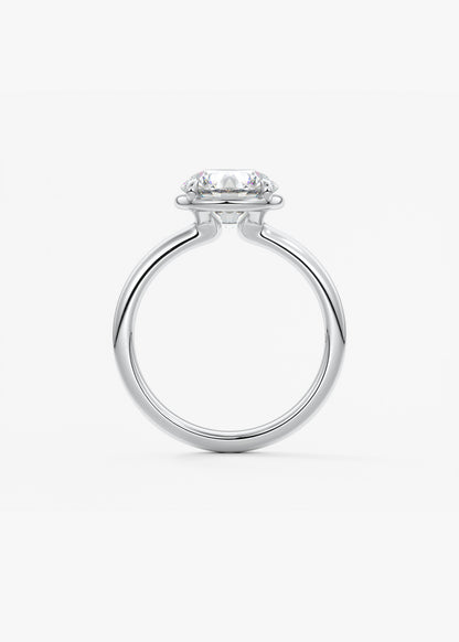 Round Bezel Lab Grown Diamond Engagement Ring