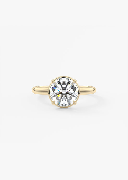 Round Bezel Lab Grown Diamond Engagement Ring