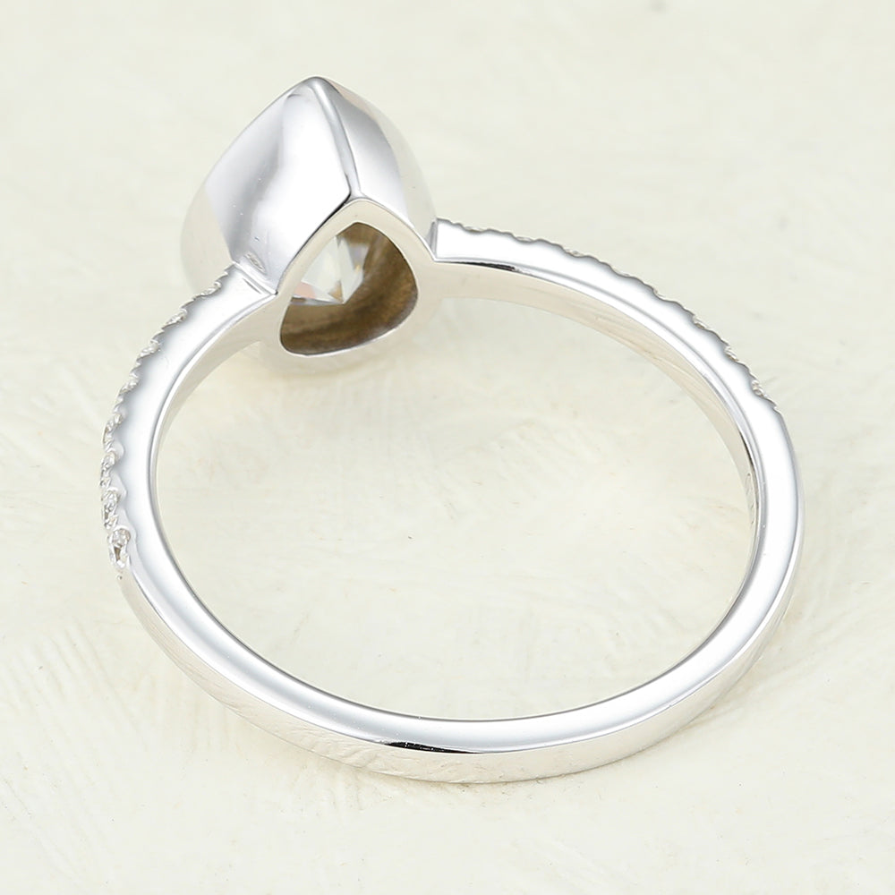 Pear Bezel & Pave Lab-Grown Diamond Engagement Ring