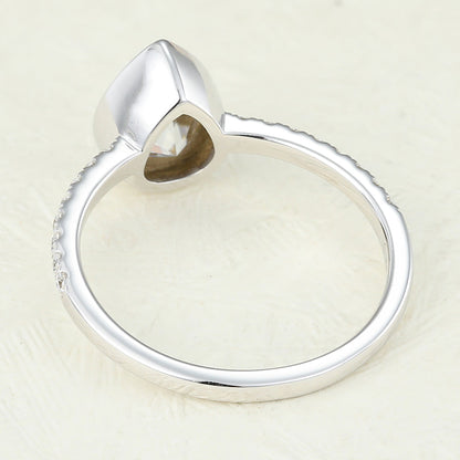 Pear Bezel & Pave Lab-Grown Diamond Engagement Ring