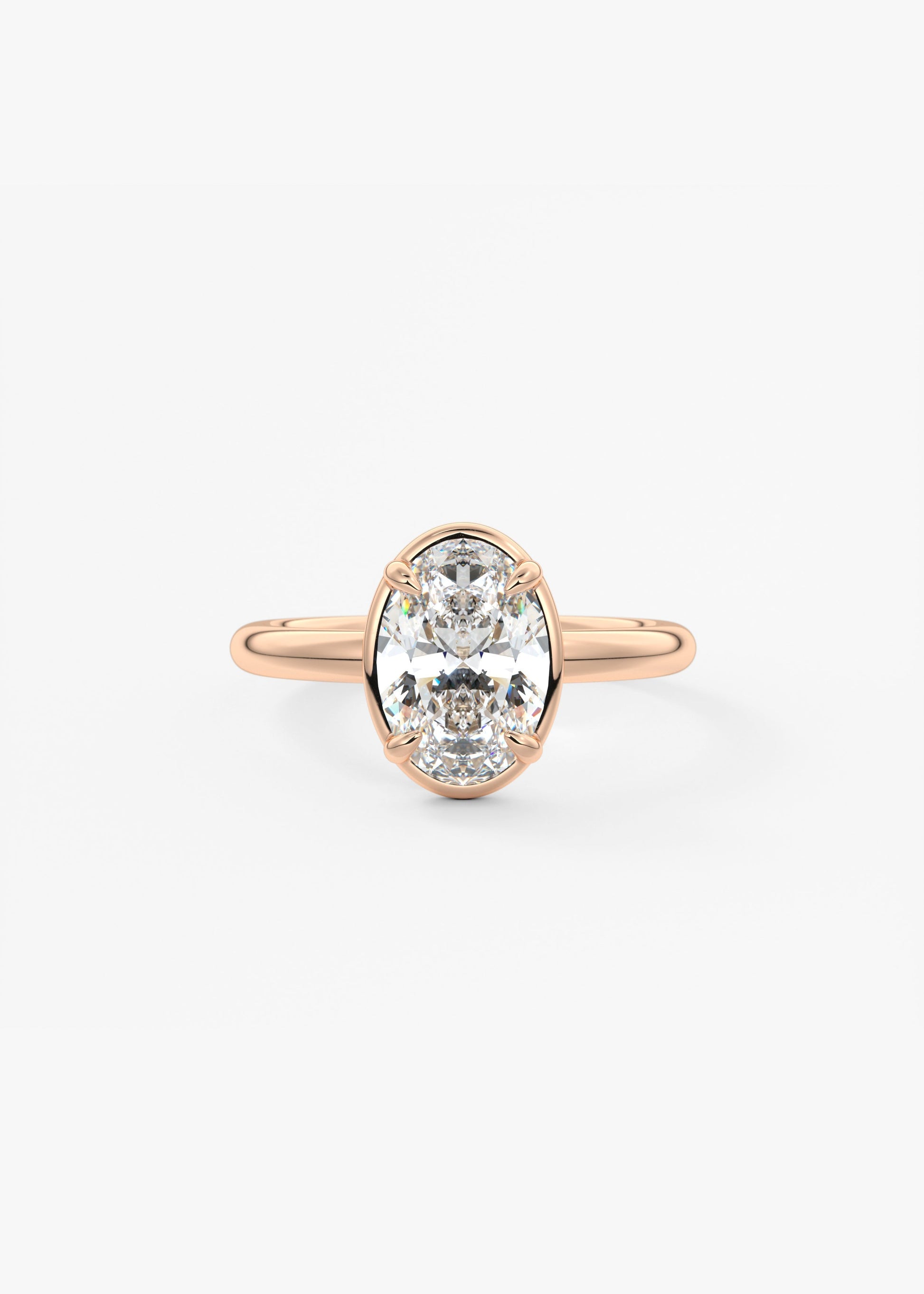 Oval Bezel Lab Grown Diamond Engagement Ring