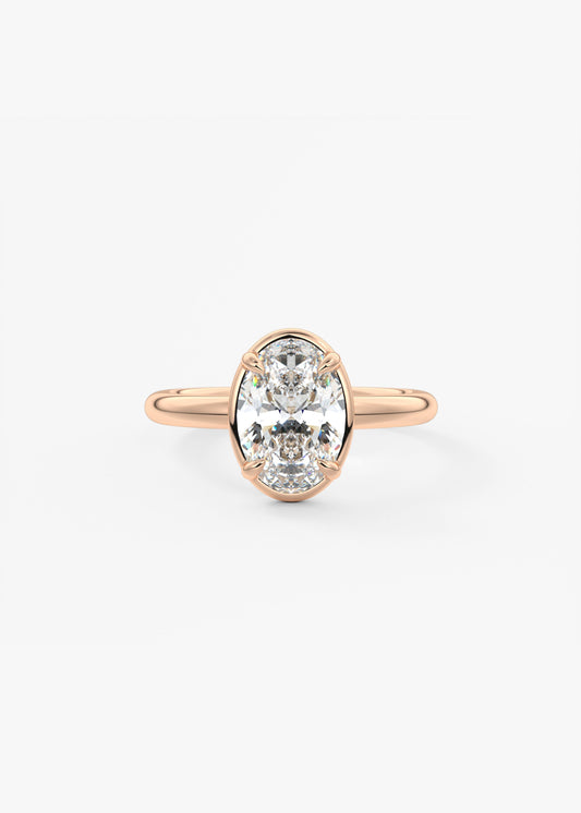 Oval Bezel Lab Grown Diamond Engagement Ring