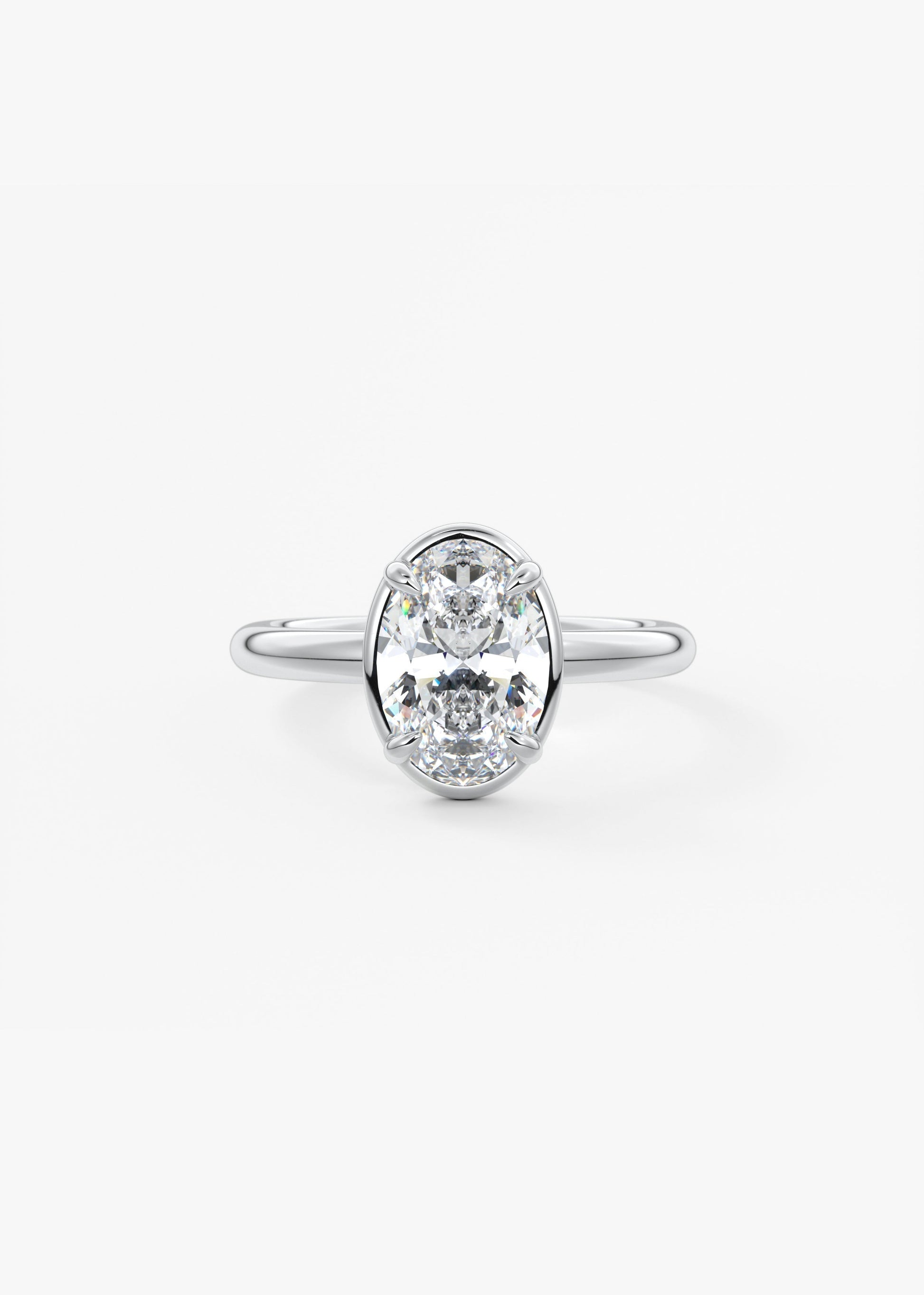 Oval Bezel Lab Grown Diamond Engagement Ring