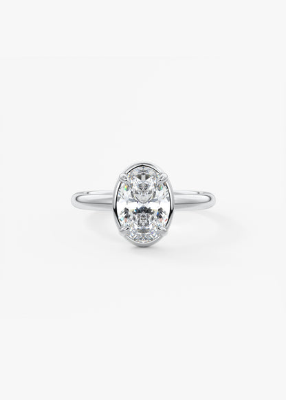 Oval Bezel Lab Grown Diamond Engagement Ring