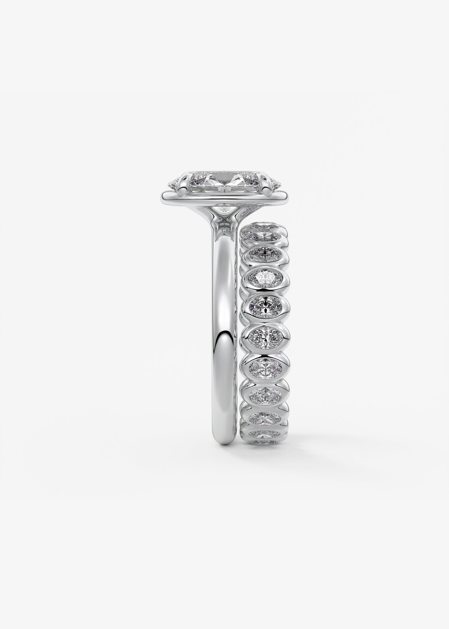 Oval Bezel Lab Grown Diamond Engagement Ring