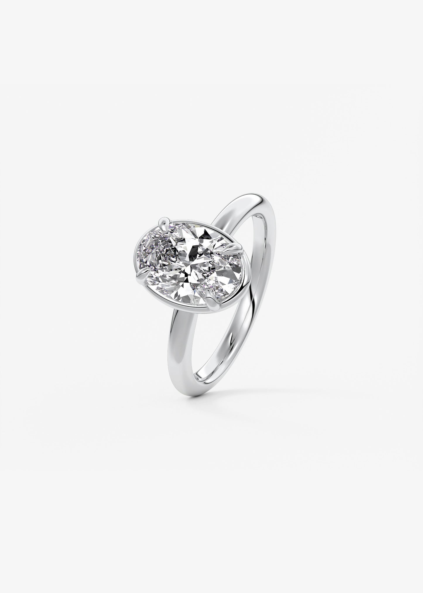 Oval Bezel Lab Grown Diamond Engagement Ring